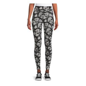 Sugar Skull Leggings Women’s Size Med 8/10 Halloween Black White Paisley Skeleto